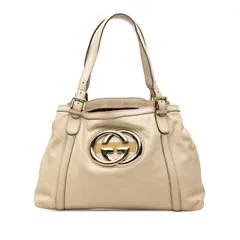 グッチ インターロッキングG ニューブリッド トートバッグ ショルダーバッグ 162094 アイボリー ベージュ レザー レディース GUCCI【1-0268069】