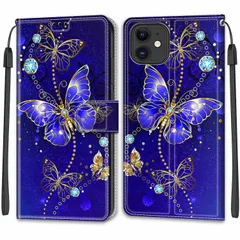 【在庫処分】iPhone 12 / 12Proケース手帳型 スマホケース 携帯カバー レザー 耐衝撃 耐摩擦 全面保護 マグネット式 カード収納 スタンド機能 手触りが良い 人気 上質 6.1インチ対応 青い蝶