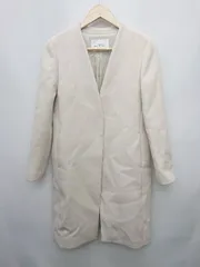 ◇ green label relaxing UNITED ARROWS ノーカラー ウール混 キレイめ 長袖 コート サイズ38 オフホワイト系 レディース P  【1405090007561】のサムネイル