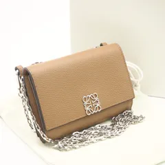 ★3日以内返品可★ 美品 LOEWE ロエベ アナグラム レザー チェーンウォレット - 2wayショルダーバッグ ブラウン カーフレザー レディース