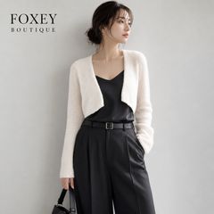 1607 美品✨ フォクシー カーディガン カシミヤシルク 38 ホワイト