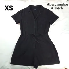 タグ付き新品 Abercrombie & Fitch アバクロ レディース XS 黒 半袖 オールインワン ロンパース リヨセル100％ 腰紐付き 定価8400円 DEC-0221のサムネイル