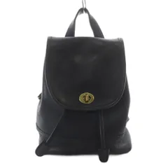 コーチ COACH OLD オールド バッグ リュックサック デイバッグ レザー 型押しロゴ チャーム ブラック 9960 /YO32 ■