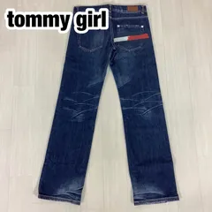 【良好】tommy girl トミーガール デニムパンツ ストレートデニム S インディゴ ダークブルー 着丈102.5cm ウエスト79cm 股上23cm 股下80cm ワタリ26cm 裾幅21cm【古着】のサムネイル