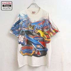 US古着 80s USA製 両面染み込みプリント モーターカルチャーTシャツ L 