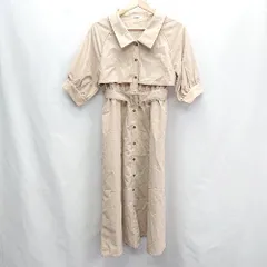 ◇ olive des olive ウエストベルト付き 七分袖 ロング丈 ワンピース サイズF ベージュ レディース E  【1406050082918】