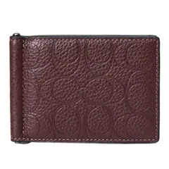 コーチ メンズ 財布 COACH レザー シグネチャー 型押し マネークリップ スリム ビルフォールド 二つ折り カードケース 財布 メイプル CDD01のサムネイル