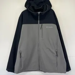 古着 コロンビア Columbia ジャケット ツートンカラー ワンポイント シェルジャケット パーカー 大きいサイズ 2XL  ブラック系 メンズ