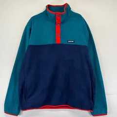 古着 ランズエンド Lands' End フリース トレーナー ハーフボタン ワンポイントロゴ スナップボタン L  ブルー系 メンズのサムネイル