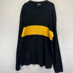 古着 ポロジーンズ POLO JEANS ニット クルーネック リブニット トレーナー ワンポイントロゴ 大きいサイズ 2XL  ブラック系 メンズ