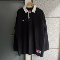90s NIKE スウッシュ ロゴ ラグビーシャツ