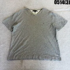 トミーヒルフィガー Vネック ゴージ 半袖 Tシャツ グレー L 0514