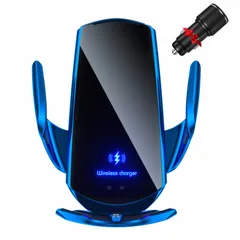 Be Oshare 車スマートフォンホルダー 車載携帯ホルダー ワイヤレス充電 15W充電 赤外線センサー 自動開閉 360度回転 片手操作 殆ど携帯機種適用 付属品クリップ、コード、iphone, Android,Type C用ヘッド付き エアコン ...