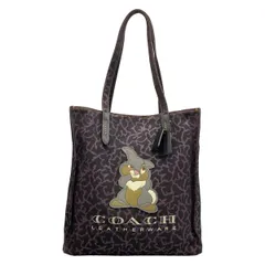 COACH(コーチ) トートバッグ - 69251 黒×パープル×マルチ ディズニーコラボ レザー