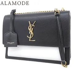 SAINT LAURENT PARIS(サンローランパリ) サンセット チェーンショルダーバッグ ショルダーバッグ 肩掛け 斜め掛け レザー ブラック黒 ホワイト白 ゴールド金具 442906 レディース 40802191625【中古】【アラモード】