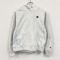 Champion　チャンピオン　リバースウィーブ　スウェットパーカー/フーディー　刺繡ロゴ　ワンポイント　現行　霜降りグレー　Mサイズ　古着【値引き交渉OK！】