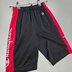日本 130 キッズ Champion ブラック/レッド トラック ハーフパンツ