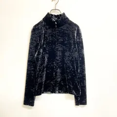 ISSEY MIYAKE イッセイ ミヤケ ベロア モックネック ハイネック ハーフ ジップ トップス 黒 ブラック Js11-8のサムネイル