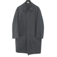 ジルサンダー JIL SANDER ステンカラーコート 薄手 比翼 46 黒系 ブラック イタリア製 裏地 無地のサムネイル