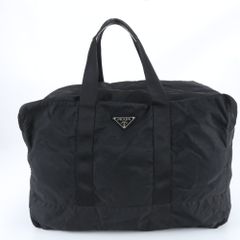 PRADA ボストンバッグ ブラック テスートナイロン 三角ロゴ 旅行バッグ PRADA（プラダ） ナイロン テスート×サフィアーノ ボストンバッグ