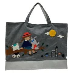 familiar(ファミリア) トートバッグ美品  - ダークグレー×シルバー×マルチ クマ/うさぎ コットン