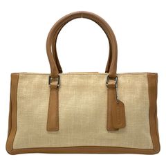 COACH(コーチ) ハンドバッグ - 9428 アイボリー×ベージュ リネン 