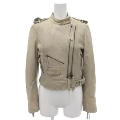ギャップ GAP シングルライダースジャケット XS グレー 長袖 シープスキン ダブルジップ ウエストベルト エポレット マルチポケット メタルボタン /KB ■GY58のサムネイル