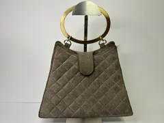 グレー スエード キルティング ハンドバッグのサムネイル