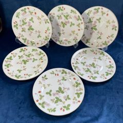 美品】ウェッジウッド ワイルドストロベリー 17.5cm黒壺プレート5枚