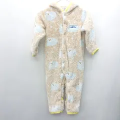 ◇ BABY amparsand 羊柄 耳付き ベビー 長袖 ファーロンパース サイズ80 ライトブラウン イエロー ブルー 男の子 女の子 E  【1407180035478】のサムネイル