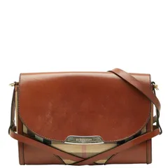 バーバリー ノバチェック 斜め掛け ショルダーバッグ ベージュ ブラウン キャンバス レザー レディース BURBERRY【1-0267460】