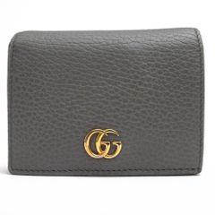 極美品 グッチ 現行品 二つ折財布 GG マーモント レザー シボ革 青
