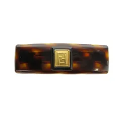 フェンディ FENDI バレッタ ヘアアクセサリー ロゴ べっ甲柄 茶 ブラウン ■GY11 /MQ ■OHのサムネイル