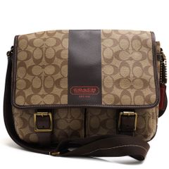 コーチ／COACH バッグ ショルダーバッグ 鞄 メンズ 男性 男性用PVC レザー 革 ブラウン 茶  F70077 シグニチャー ヘリテージストライプPVC ショルダーバッグ シグネチャー柄 メッセンジャーバッグ コーチ／COACH バッグ ショルダーバッグ 鞄 メンズ 男性 男性用 PVC