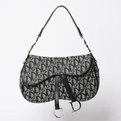 極美品 ChristianDior クリスチャンディオール トロッター ダブルサドルバッグ ガリアーノ期 レザー ブラック シルバー金具 中古 4b013217