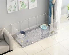 ペットフェンス ペットサークル ドア付き 室内 屋外 置くだけ 柵 自立 ケージ 小型犬 ジョイント式 105×45cm パネル 12枚 仕切り 脱走防止 105cm 透明のサムネイル