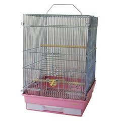 美品】HOEI 鳥かご ペットケージ 止まり木・エサ入れ付き ホエイ