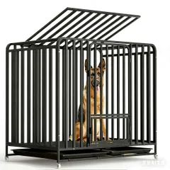 大型犬小屋 室内 犬 ゲージ 金属製 犬用 ペットケージ キャスター付き組立簡単 室内外兼用 犬小屋 き 移動便利ペットケージ キャスター付き(ブラック)(幅95*奥行65*高さ85cm)のサムネイル