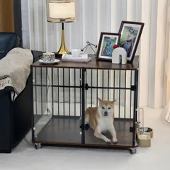 BingoPaw 犬 ケージ 屋根付き ペットケージ 猫 小型犬 室内 うさぎ 大きい 木製 キャスター付き クリア おしゃれのサムネイル
