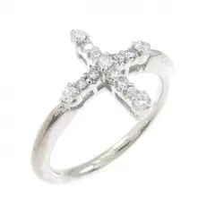 K18WG クロス ダイヤモンド リング 0.18CT