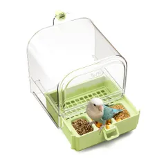 Tafit バードバス インコ 水浴び 鳥 水浴び 鳥かごアクセサリ 外掛式バードバス ケージ 固定 引き出し 多機能 水浴び 砂浴び エサ入れ 巣箱 簡単な取り付け 鳥用品 メッシュボトム一体 ?食器 緑色のサムネイル
