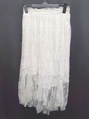 ◇ ⊂ one after another NICE CLAUP All-over lace embroidered long gathered skirt, size F, ivory, women's P [1409090015687]