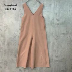 SonnyLabel サニーレーベル Free アーバンリサーチ オールインワン サロペット Vネック ワイドパンツ つなぎ スリーブレス オーバーオール ガウチョ バックジップ ポケット 体系カバー 無地 ピンクベージュ ★ ■■のサムネイル