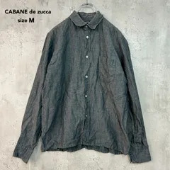CABANE de zucca カバンドズッカ M グレー リネン 麻 100% 長袖 シャツ CZ22FJ588 エイネット 日本製 A-NET ラウンドカラー 胸ポケット シンプル 定番 カジュアル セレクト モード 灰色 ワーク 上質 ★ ■◇のサムネイル