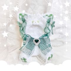 おすわりぬい服 ぬい服 チェックパールねこちゃん 10㎝ 11㎝〜15