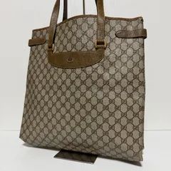 Vintage GUCCI ヴィンテージ OLD GUCCI オールドグッチ GG柄 トートバッグ シェリータグ 紙タグ付き PVC レザー ブラウン B611