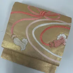 名古屋帯 正絹 引き箔 組紐刺繍 上品 九寸 MA-3815