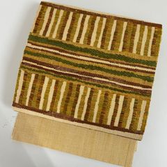 米沢紬さがの半幅帯 ベージュ 藍色 - メルカリ