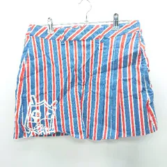 ◇ ⊂ FILA フィラ ストライプ柄 ロゴプリント ミニ丈 台形 スカート サイズ表記なし レッド ブルー ホワイト レディース E  【1409100020304】のサムネイル