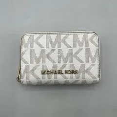 良品　MICHAEL KORS マイケルコース　小銭入れ　コインケース　総柄　MK PVC レザー　白
